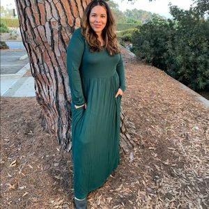 Dressing long sleeve maxi dress with pockets